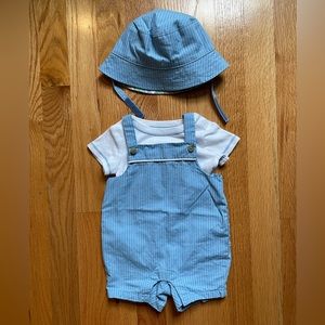 Janie and Jack Summer Outfit with Hat! Size 0-3 Months.